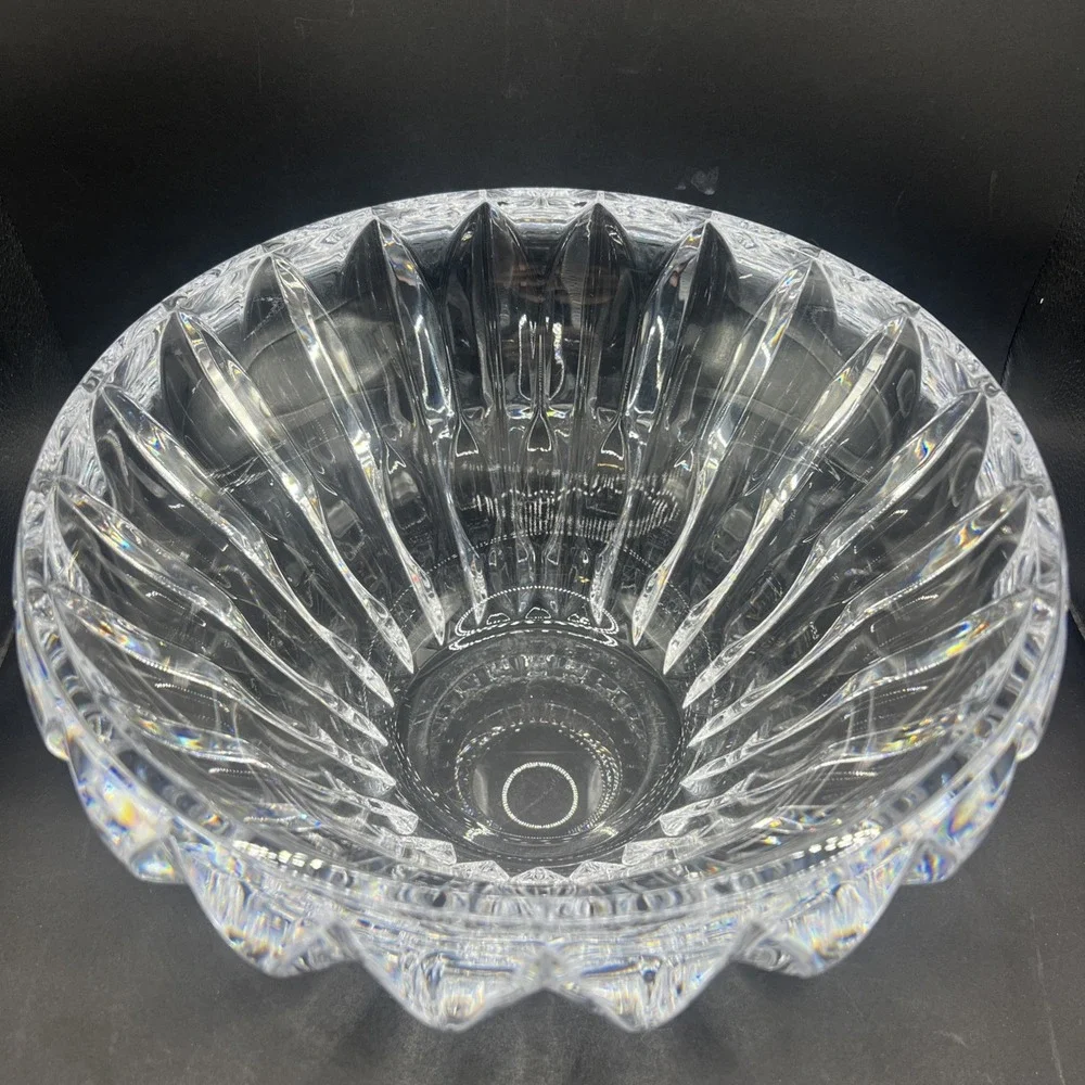 Reed Barton Equinox Crystal Bowl Heavy Scalloped Edge Centerpiece Fruit Decor